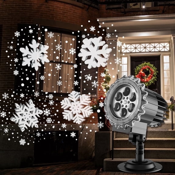 Christmas LED Snowflake Projector Lights Outdoor, 3D Snowfall Projection Lamp Outside Waterproof, Black