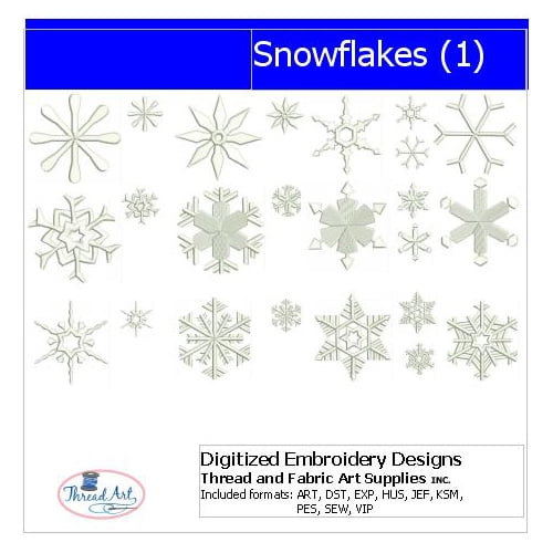 Snowflakes(1) Embroidery Designs - All Popular Formats Included - Loaded on USB Stick
