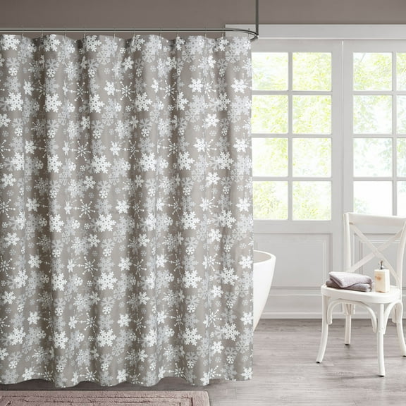Snowflakes 13-piece Shower Curtain Set Grey