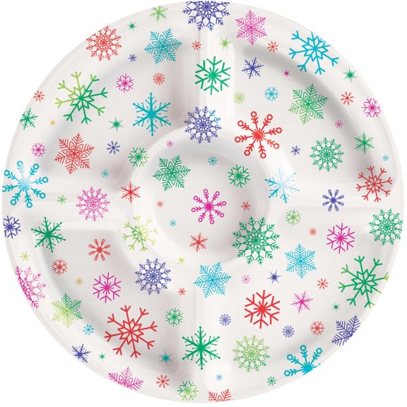 Snowflakes 14.7- inch Plastic Compartment Tray