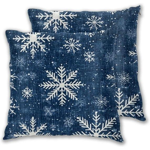 Snowflakes 2 Pack Throw Pillow Covers Sofa Cushions Covers Living Room Bedroom Bed Covers Car Lumbar Covers 18x18 Inches