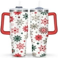 thumbnail image 1 of Snowflakes 40 Oz Tumbler with Handle Lid and Straw Stainless Steel Double Walled Vacuum Insulated Cup Merry Christmas Gifts Tumbler for Women Men Friends Outdoor Indoor, 1 of 6