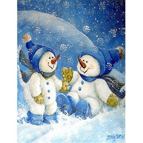 Snowflakes At Play Snowman Flag Canvas House Size