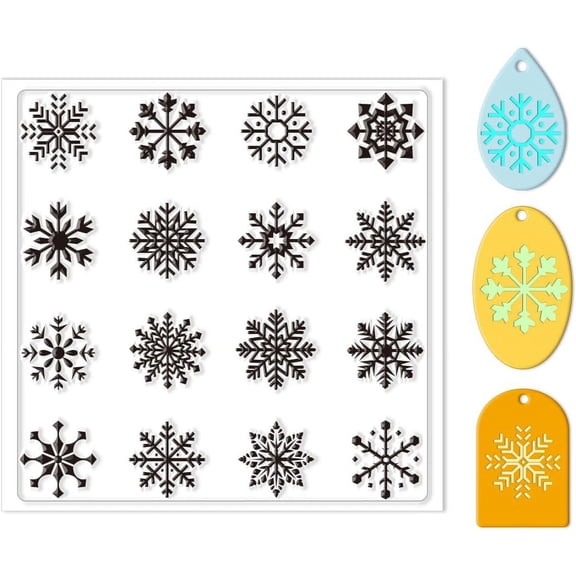 Snowflakes Background Silicone Texture Stamp Clay Modeling Pattern Pad Texture Sheets for Polymer Clay Making Earrings Jewelry 5.5x5.5inch