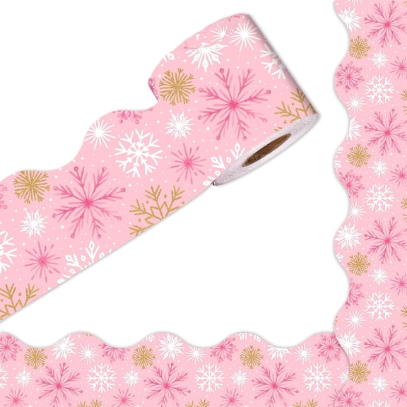 Snowflakes Border Sticker Bulletin Board Border Trim 65ft for Notice Board Chalkboard Classroom Christmas Decoration