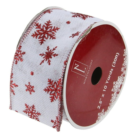 Snowflakes Burlap Wired Christmas Craft Ribbon