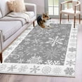 thumbnail image 1 of Snowflakes Christmas Area Rug 4x6 Washable Rug Non Slip Grey Xmas Winter Vintage Large Area Rug Indoor Floor Carpet for Entryway Bedroom Kitchen Living Room Home Office Dining Room Nursery, 1 of 8