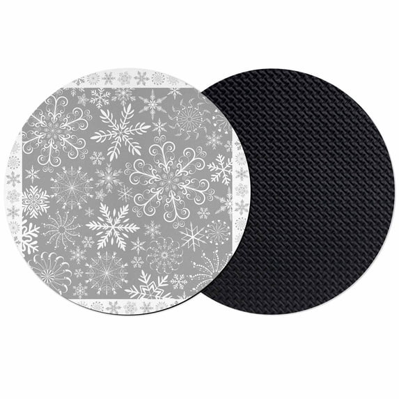 Snowflakes Christmas Coasters Set of 2, Absorbent Coasters for Drinks, Grey Xmas Winter Vintage Coaster for Desk Coffee Table Protection, Home Decor House Warming Gifts 4"