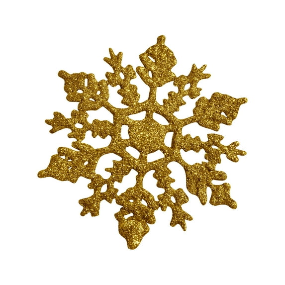 CISIL & Snowflakes-Christmas Tree Decorations, Snowflake Ornaments for Tree, Plastic Glitter White Snow Flakes Ornaments, Christmas Indoor Winter Wonderland Decor Gold - 12PC-10CM