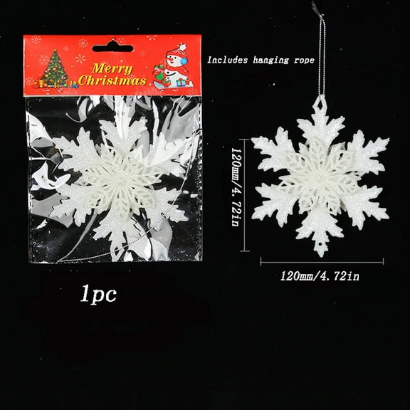 Snowflakes-Christmas Tree Decorations, Snowflake Ornaments for Tree, Plastic Glitter White Snow Flakes Ornaments, Christmas Indoor Winter Wonderland Decor