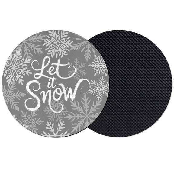 Snowflakes Coasters Set of 2, Absorbent Coasters for Drinks, Grey Snow Winter Retro Abstract Art Coaster for Desk Coffee Table Protection, Home Decor House Warming Gifts 4"