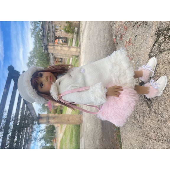 Snowflakes Coat set winter white with pink purse