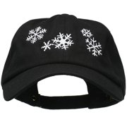 Snowflakes Embroidered Unstructured Washed Cap - Black OSFM