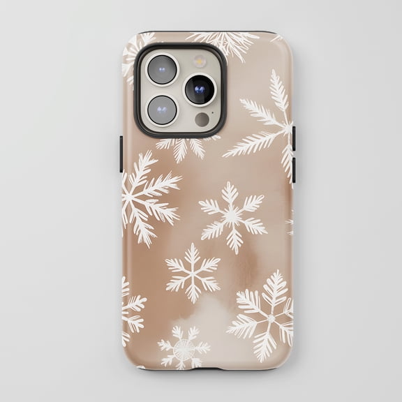 Snowflakes For All iPhone Series Protective Phone Case Winter Theme Beige