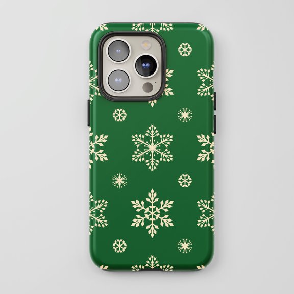 Snowflakes For All iPhone Series Tough Phone Case Winter Holiday Dark Green