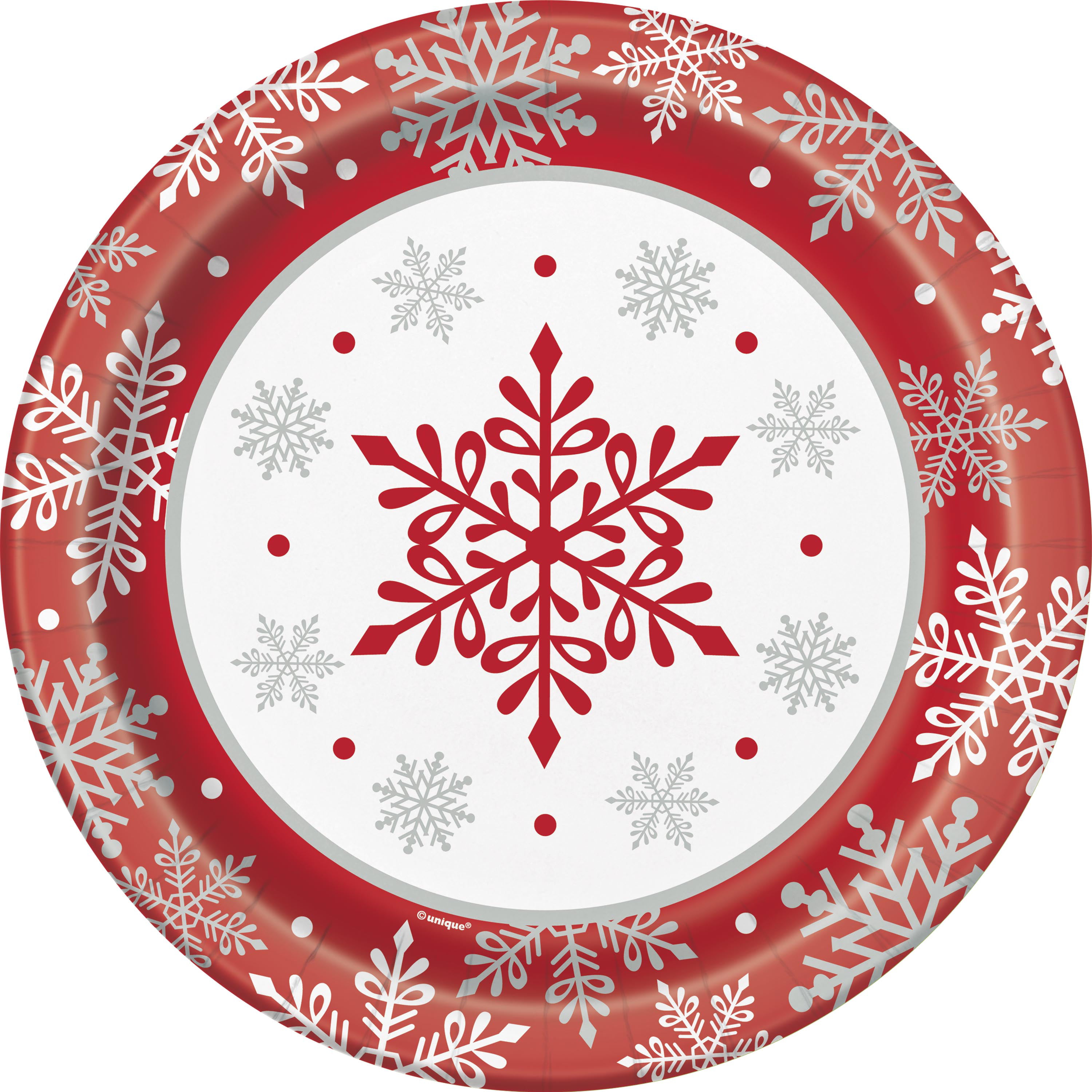 Red & Gold Snowflake 7 Premium Salad / Dessert Christmas Holiday Paper  Plates 36ct.