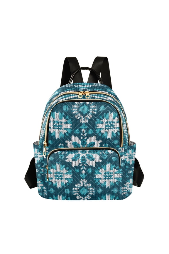 Snowflakes Knitted Pattern Symmetrical Quilted Backpack Fashion Daypack Commuter Bag for Women 14 L