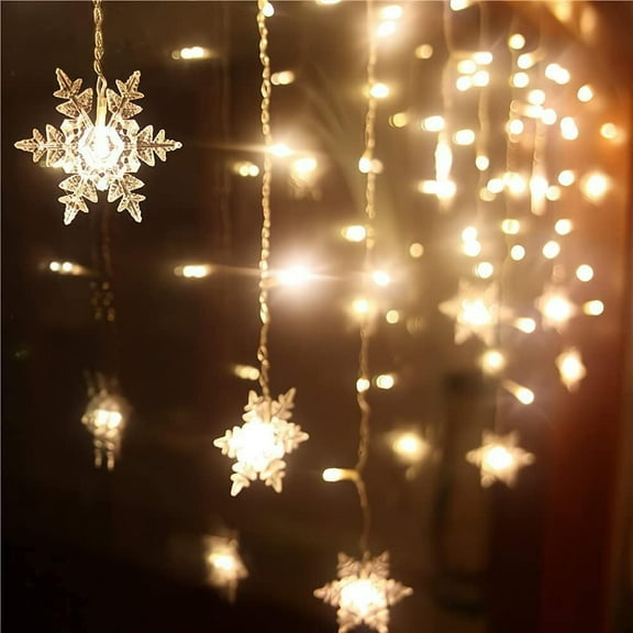 Snowflakes LED Curtain Lights, 13.1ft Snowflakes Fairy Lights LED Snowflake Lights for Home, Church, Wedding, Birthday (Warm White)