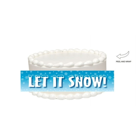 Snowflakes Let It Snow Frozen Edible Cake Side Photo Image Decoration
