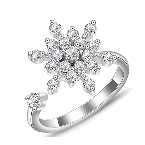Snowflakes Meditation Relieving Stress Rotatable Silver Ease Spinner Adjustable
