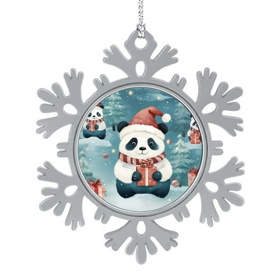 Snowflakes Ornaments Cute Panda Bear Christmas Funny Flat Keepsakes Panda Lovers Elegant Christmas Hanging Ornaments Gifts Keepsake for Family Xmas Ornament 3"