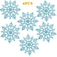 thumbnail image 1 of Snowflakes Ornaments for Christmas Trees, 6PCS Glitter Hanging Snow Flakes Christmas Decorations with Rope for Wedding Birthday Home Xmas Tree, 1 of 7
