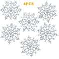 thumbnail image 1 of Snowflakes Ornaments for Christmas Trees, 6PCS Glitter Hanging Snow Flakes Christmas Decorations with Rope for Wedding Birthday Home Xmas Tree, 1 of 7