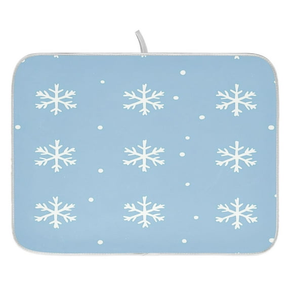Snowflakes Pattern Dish Drying Mat for Kitchen, Quick Drying Absorbent Soft Durable 16" x 18"