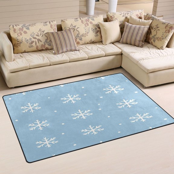 Snowflakes Pattern Soft Polyester Area Rug 31''x20'', Non Slip, Memory Foam, Water Absorbent