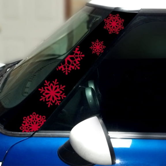 Snowflakes Pillar Vinyl Decals for 1st Gen MINI Cooper - Set of 2 - Choose Color - [RED]