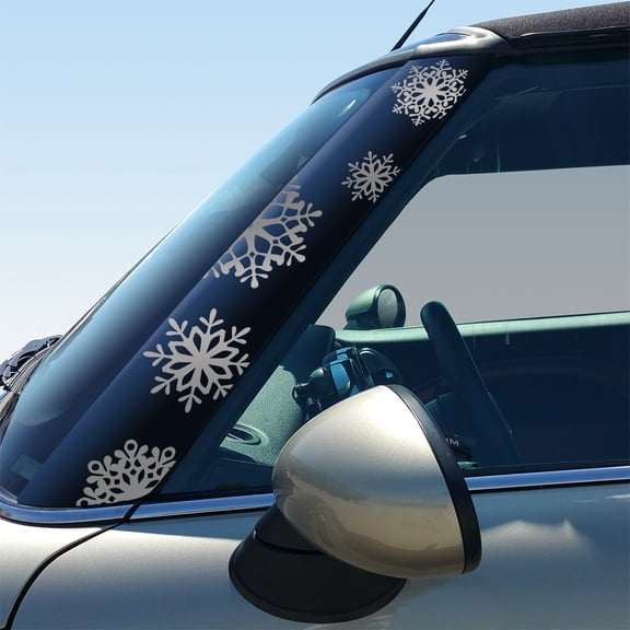 Snowflakes Pillar Vinyl Decals for 2nd Gen MINI Cooper R55 R56 R57 - Set of 2 - Choose Color - [SILVER]