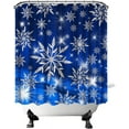 thumbnail image 1 of Snowflakes Shower Curtain Dark Blue Christmas Bathroom Curtain with Silver Shinning Light Winter Holiday Home Decor Waterproof Fabric Hooks Included 72X72 Inches, 1 of 6