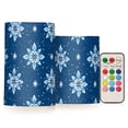 thumbnail image 1 of Snowflakes Snowflake Geometric Elements Blue Background Pattern Flickering Flameless Candles Battery Operated with Remote Timer LED Pillar Candles Set of 2, 1 of 7