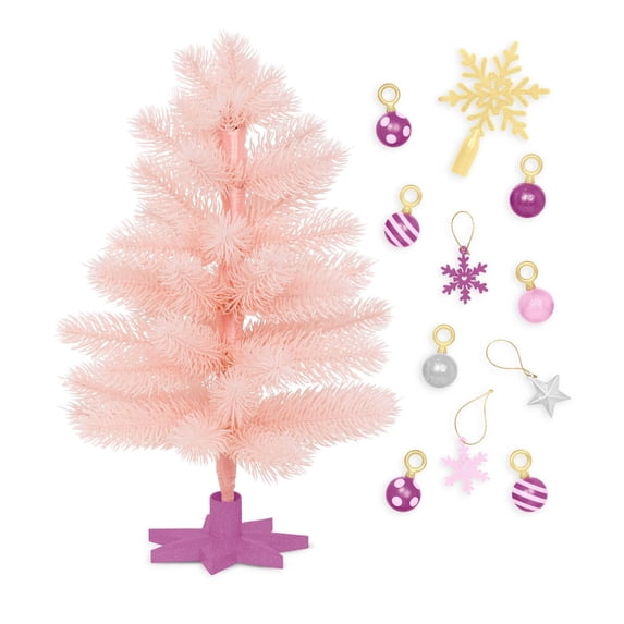 Snowflakes & Sparkles Pink Holiday Tree Accessory Set for 18" Dolls"
