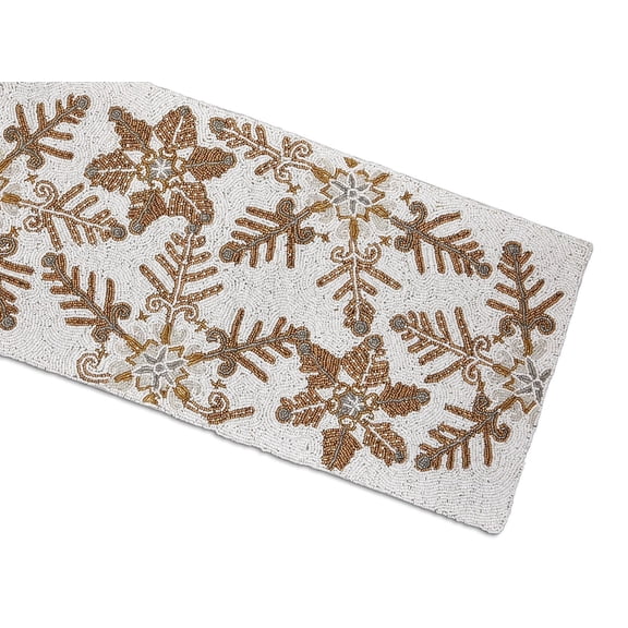 Snowflakes Table Runner, Handmade Beads Table Runner, Christmas Tableware 13X36 Inch