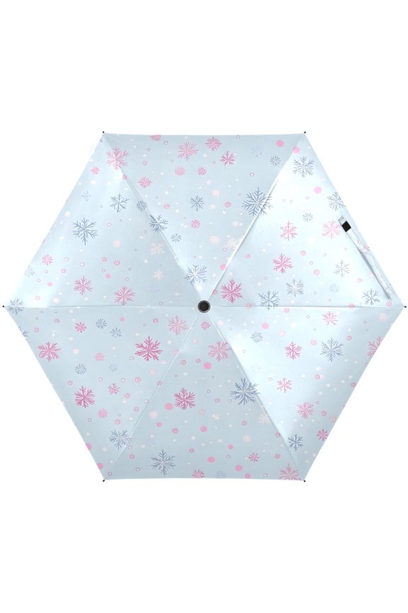 Snowflakes Umbrellas for Sun Auto Open Close UV50+ Waterproof 5-Fold Compact Fiberglass Frame