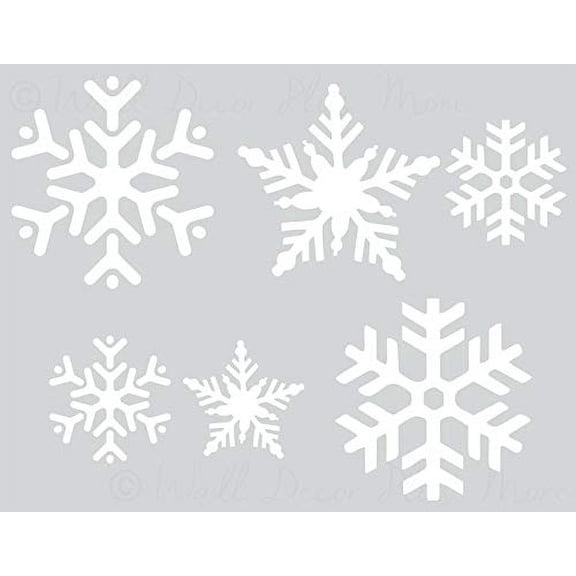 Snowflakes Vinyl Decals Winter Wall Art Stickers for Seasonal Holiday Décor, White