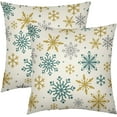 thumbnail image 1 of Snowflakes Winter Pillow Covers 16x16 Set of 2 Aqua Blue Yellow Gray Grey Rustic Christmas Print Outdoor Decorative Throw Pillows Vintage Holiday Farmhouse Linen Cushion Case Sofa Couch Decor, 1 of 1