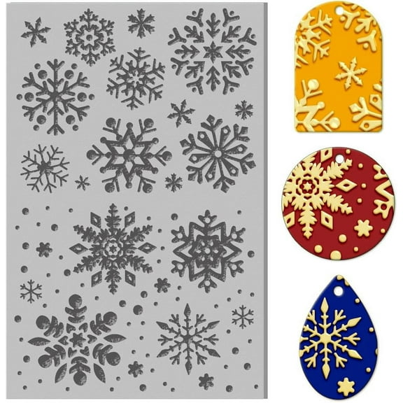 Snowflakes Winter Polymer Clay Texture Sheets Rubber Clay Texture Mats Polymer Clay Texture Tools for Creating Patterns and Designs are Suitable for Most Handicraft Creations diy making