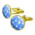 thumbnail image 1 of Snowflakes Winter Round Cufflink Set Gold Color, 1 of 5