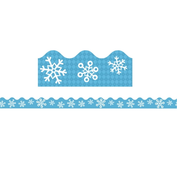 Snowflakes and Argyle Scalloped Border, 39 Feet | Bundle of 5