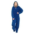 thumbnail image 1 of Snowflakes and Reindeer Navy Ugly Christmas Pajama Suit with Hood, 1 of 8