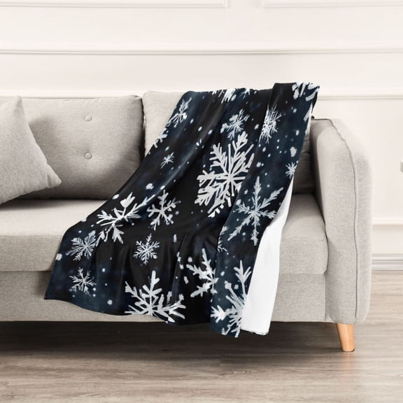Snowflakes in The Dark Throw Blanket 60" x 90" Soft and Warm Blankets for Couch Sofa and Bed