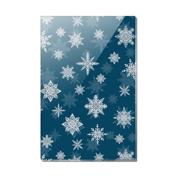 Snowflakes on Blue Tile Pattern Rectangle Acrylic Fridge Refrigerator Magnet