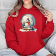 thumbnail image 1 of Snowglobe Snowman Cute Holiday Festive Winter Christmas Scene Hoodie Shirt, up to size 5XL, 1 of 2