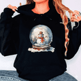 thumbnail image 1 of Snowglobe Snowman Cute Holiday Festive Winter Christmas Scene Hoodie Shirt, up to size 5XL, 1 of 2