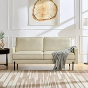 Snowhill 71''W Modern Linen Sofa, 3-Seater, Matte Black Metal Legs Natural Beige
