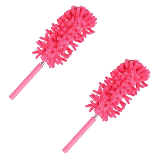 Snowler Extendable Dusting Brush Multi Purpose Cleaning For Home And Car With Detachable And Washable Cloth Head/ Chenille Duster Rose Red 0.8M (2pcs)