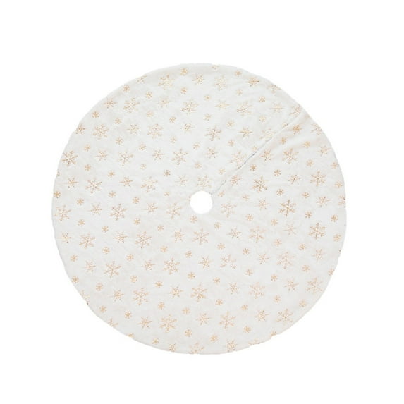 Snowlflake Christmas Tree Skirt, Large Snowy White Fur Tree Skirt with Snowy Pattern for Christmas Decorations (Gold,Silver,Multicolor)