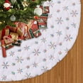 thumbnail image 1 of Snowlflake Christmas Tree Skirt, Large Snowy White Faux Fur Tree Skirt with Snowy Pattern for Christmas Decorations, 1 of 5